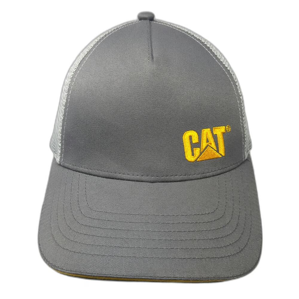 Caterpillar Trucker Hat Gray One Size CAT Logo Embroidered Mesh Back Snapback